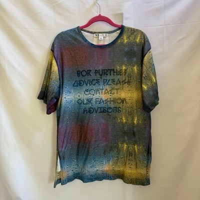 Y-3 Yohji Yamamoto X Adidas T-Shirt Paint Splatter Mesh Overlay Statement Size M