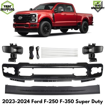 Front Bumper Primed & Fog Lights Kit For 2023-2024 Ford F-250 F-350 Super Duty