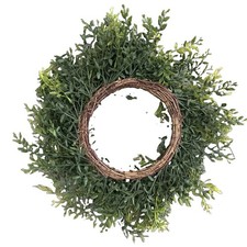 Faux Green Wreath, Leaves Indoor/Outdoor Door, Wall Home Decor, 15-16" across