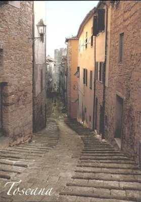 Toskana Italien Steintreppe Gasse historische Straßenszene Postkarte EMMEVU