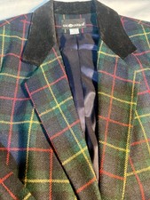 Vintage Sag Harbor Plaid Blazer Wool Blend Velvet Collar Sz 16 Preppy Academia