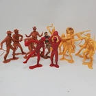 Louis Marx & Co. 1964 Plastic Indians and Cowboys/ Baseball Toy Figure Lot 6"