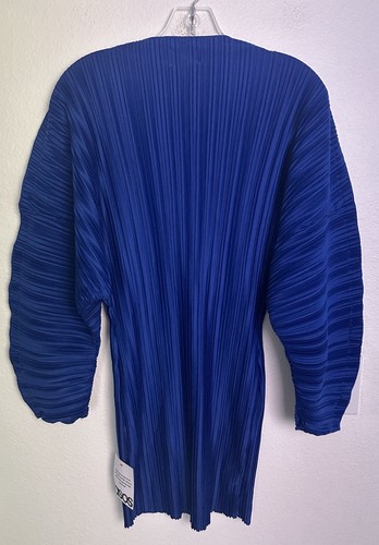 ASOS DESIGN plisse long cocoon sleeves mini dress with waist seam blue 6 new - Picture 3 of 14
