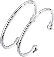 Sterling Silver Bangle Bracelets for Women,Fashion Jewelry Simple style-3 