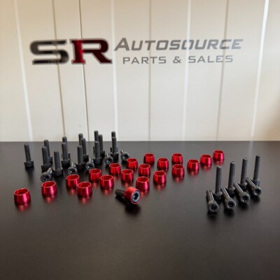 SR Autosource rot/schwarz Rocker Cover Dress Kit für RB26 mit Valley Befestigungen