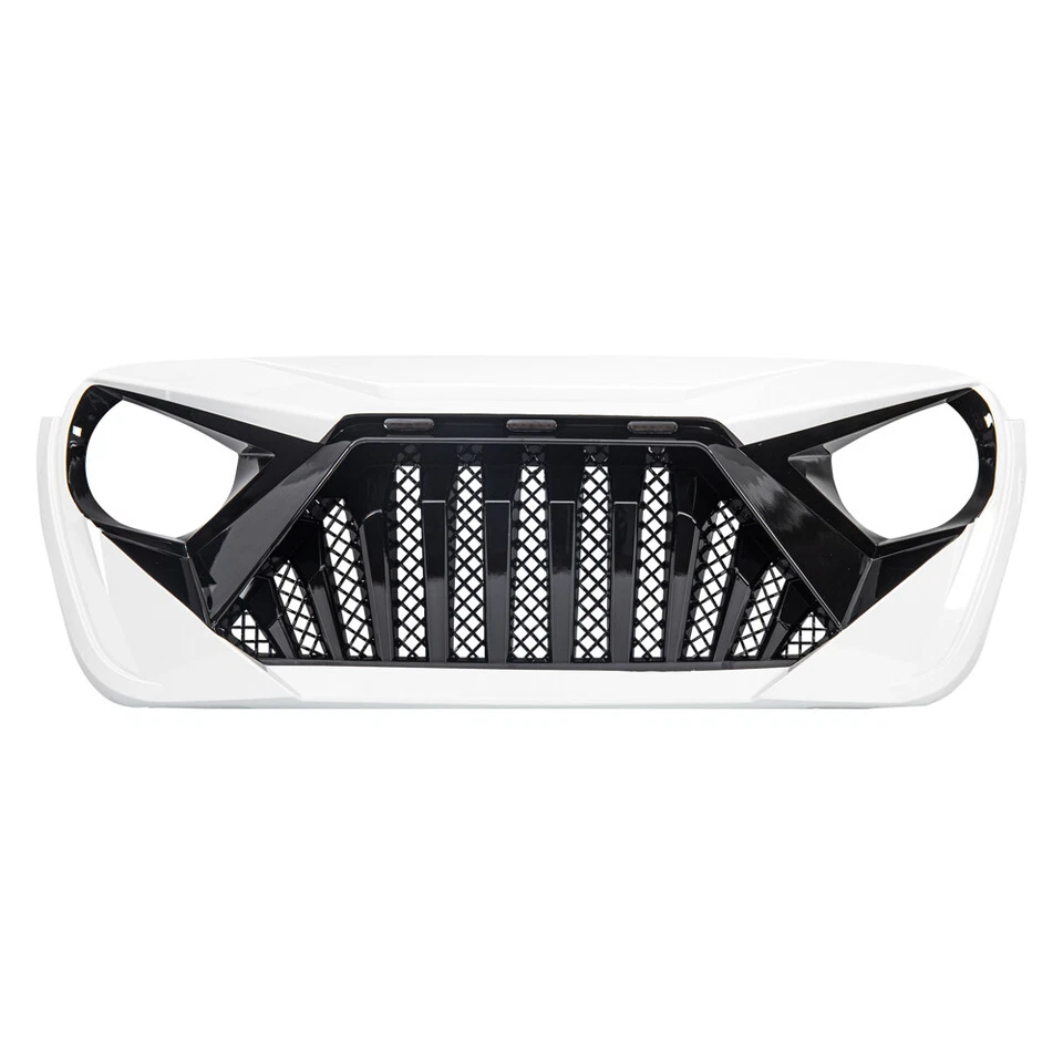 Parrilla delantera Goliath blanca y negra con luces para Jeep Wrangler JL JT 18-24 Foto 3 de 4