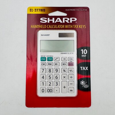 Sharp EL-377WB Business Calculator White 2.75 Electronic Handheld With Tax Keys