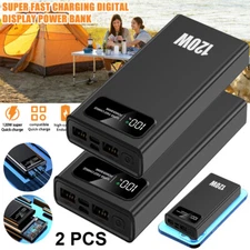 2X Portable 50000mAh 120W Power Bank USB External Battery Charger For Cell Phone
