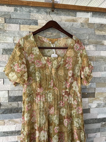 NWT April Cornell Gold Beatrice Dress Floral Size Small Maxi - Picture 2 of 10