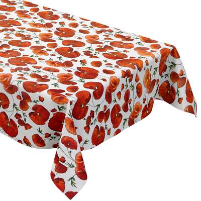 Wachstuch Tischdecke Mohn Blüten auf weiß C147040 eckig rund oval