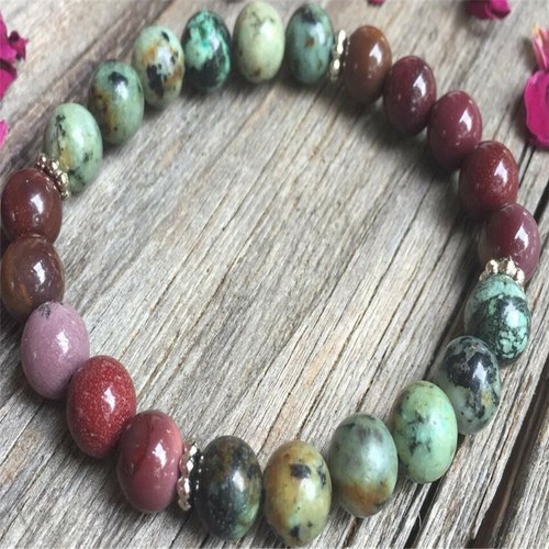 8MM African Turquoise Buddhist Bead Bracelet Unisex Handmade Healing Meditation - Picture 2 of 3