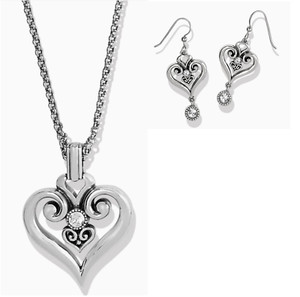 Brighton Alcazar Heart Glint Clear Crystal Silver Necklace JM7401