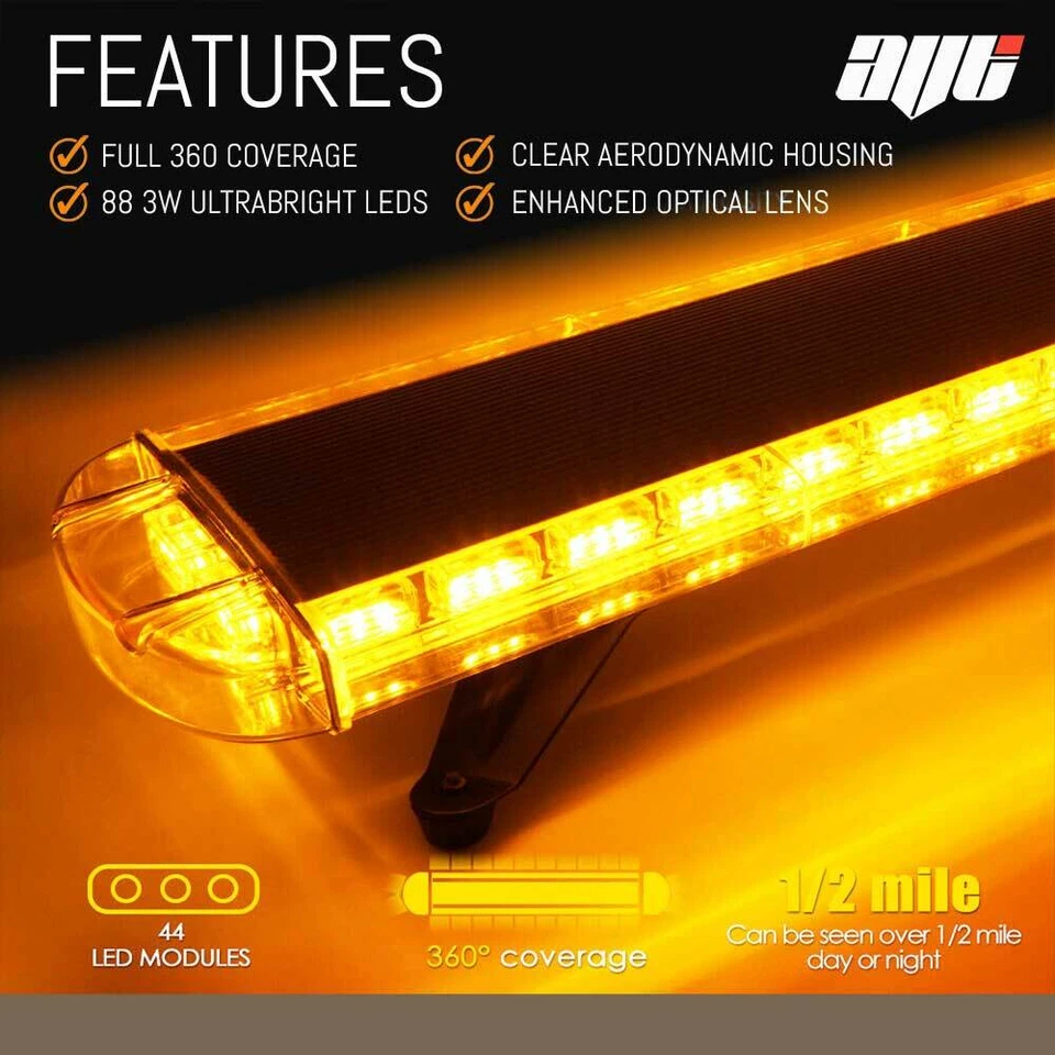 1.2M LED Light Bar Amber Strobe Beacon Recovery Van Truck Lightbar 120cm 1200mm - Imagen 2 de 4