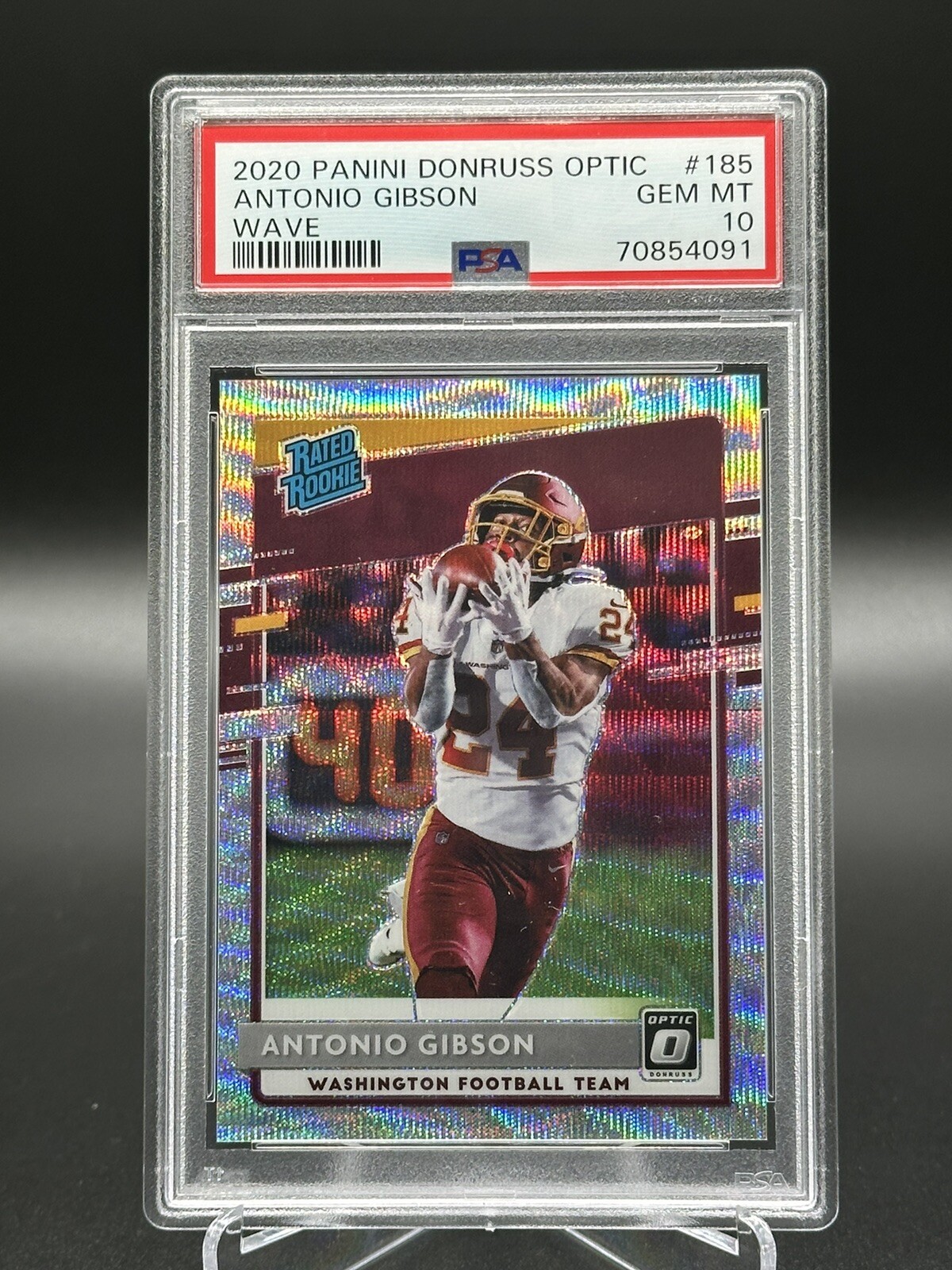 2020 Panini Donruss Optic Antonio Gibson Rookie RC Wave Prizm PSA 10 #185 /199