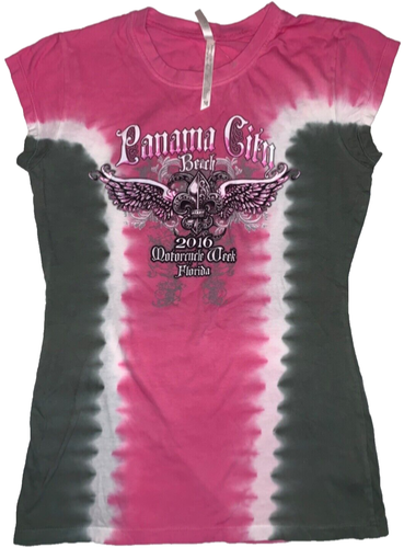 Womens Panama City Beach Motorcycle Week T-shirt Florida 2016 SzMedium Tie-Dyed