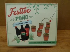 New Old Stock Boxed Festive Pong Drinking Game - Red and Green Balls & Cups