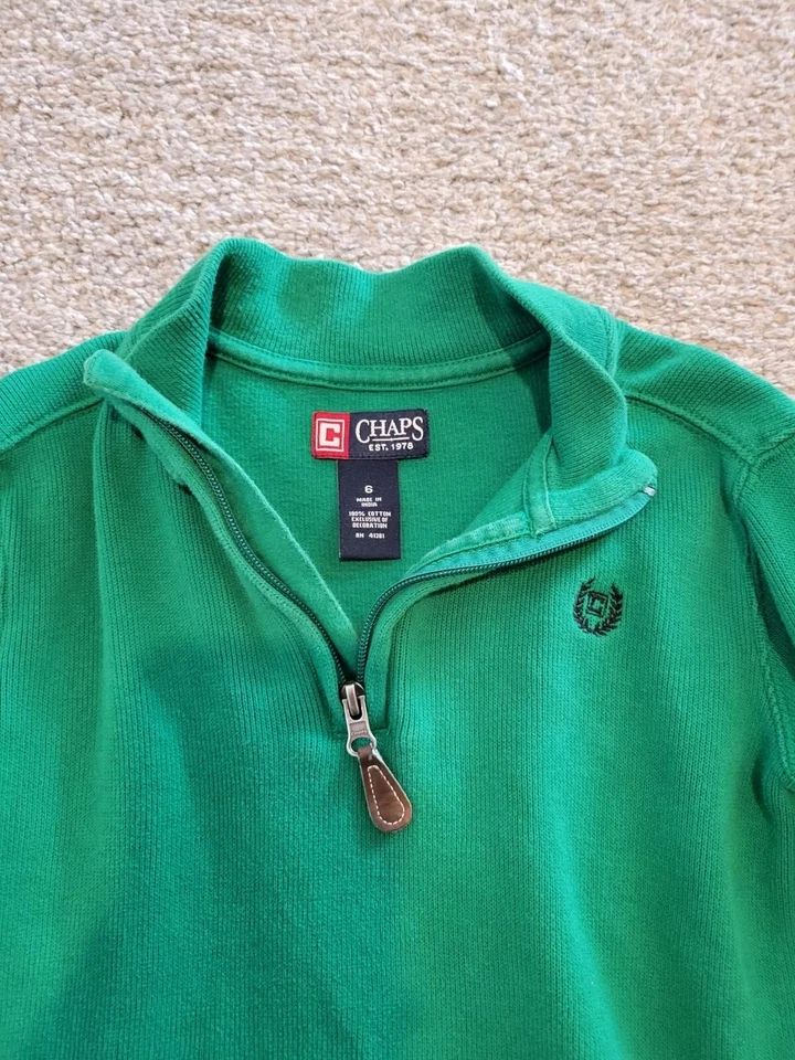 Chaps Ralph Lauren 1/4 Zip Sweater Long Sleeve Youth Size 6 - Image 2 of 4