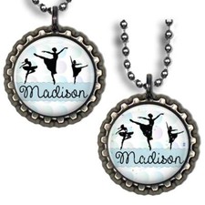 Custom Name Ballet Ballerina Bottle Cap Necklace Handcrafted Personalized Gift