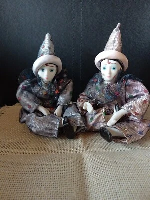 Harlekin, Clown Porzellan- Kopf-Hände- Füße Höhe: ca. 15 cm - Bild 1 von 4