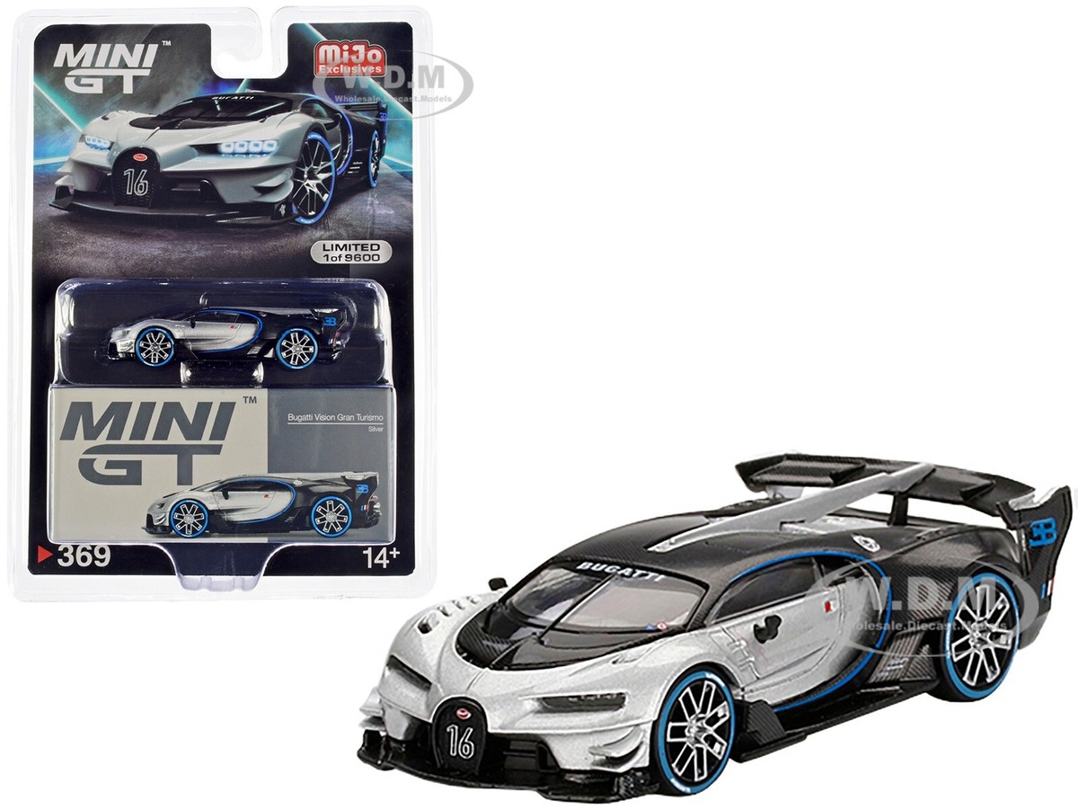BUGATTI VISION GRAN TURISMO SILVER MET. 1/64 DIECAST MODEL CAR