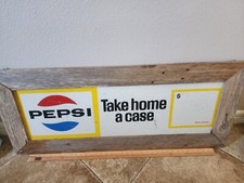 Vintage Antique Pepsi Soda Cola Tin Non Porcelain Store Double Sided Sign Wood