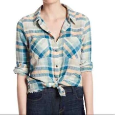 Melrose and Market Plaid button up top Women's Size Medium