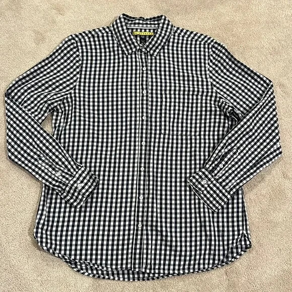 Women's Junior's Prince & Fox by Aeropostale Navy Gingham Button Up Shirt XL