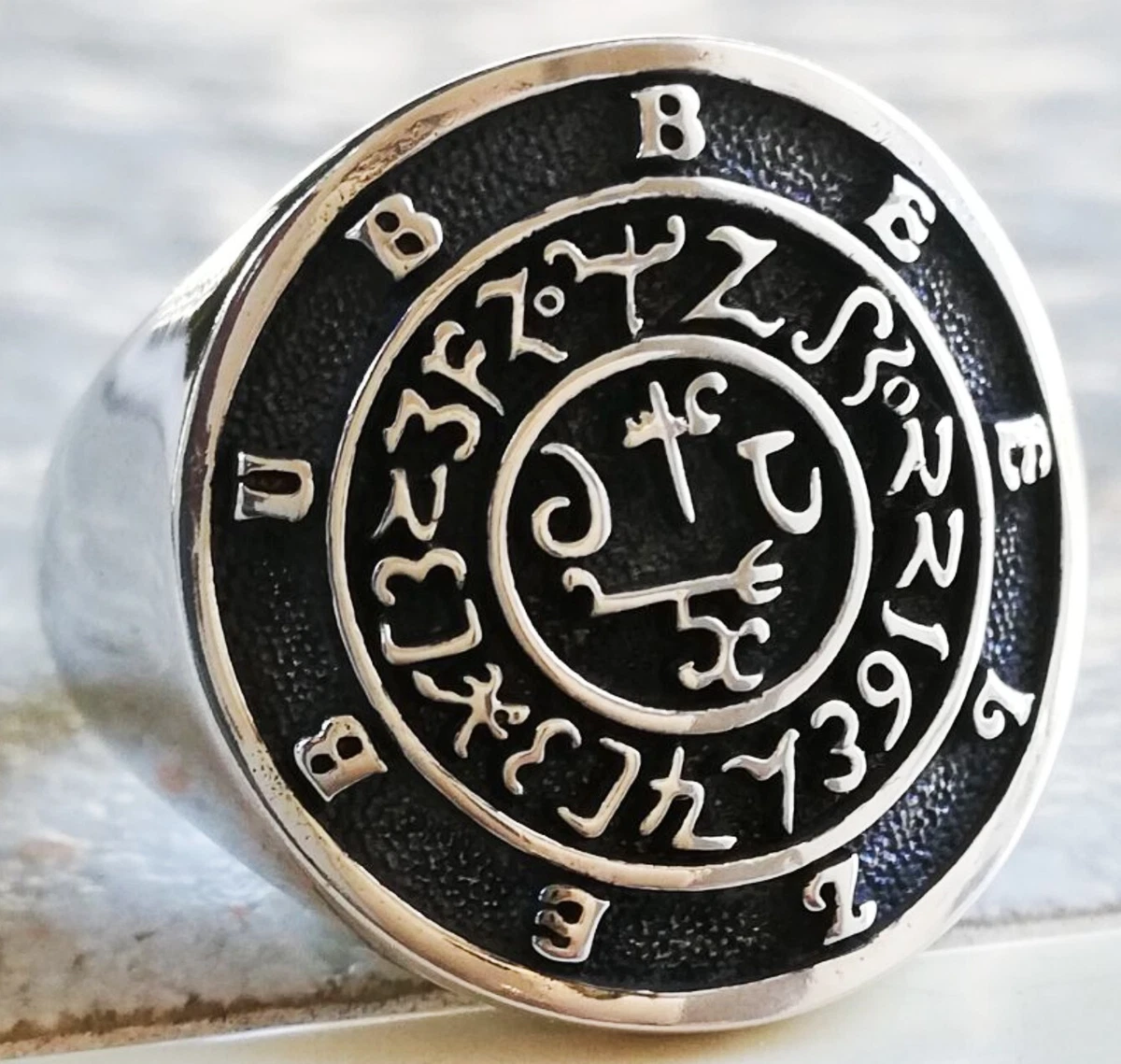 Sterling Silver 925 Seal of Beelzebub Goetia Satanic Ritual Lamen Handmade  Ring | eBay