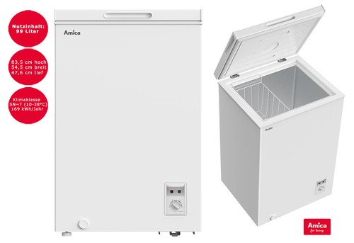Amica Gefriertruhe 99 Liter Weiß freistehend 54,5 cm breit Tiefkühltruhe - Bild 1 von 5
