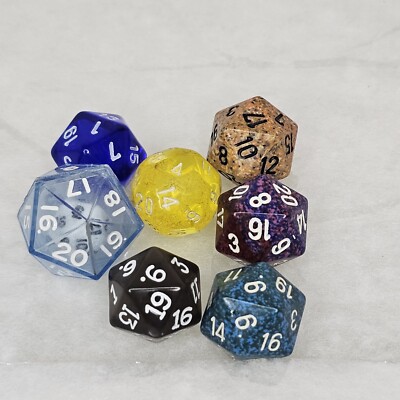 7 Different Color 20-Sided Dices - Loose Used - Fast Shipping EUC BIN