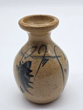 Vintage Pottery Vase Hand Thrown Blue Hand Signed BMP 4" Blue Mountain Pottery