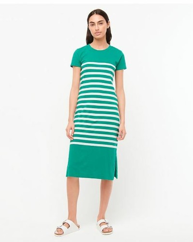 White Striped Cotton Midi T-shirt Dress 