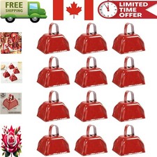 Heavy-Duty 3-Inch Cowbell Set with Comfortable Grip - 12 Red Noise-Makers