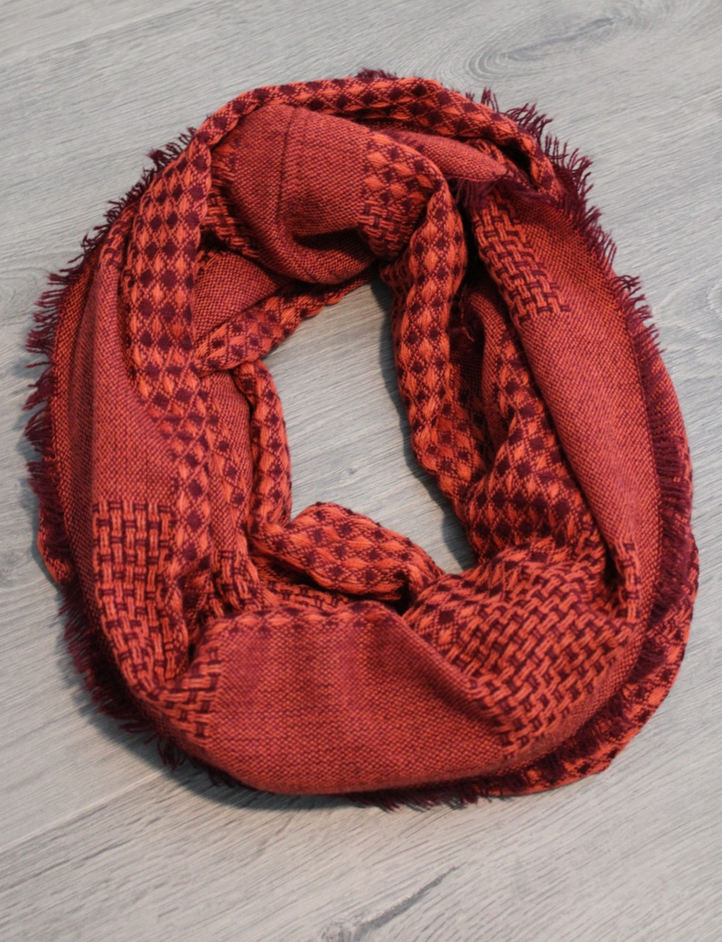 Infinity Loop Accent Neck Scarf Solid Rust Dk Ora… - image 9