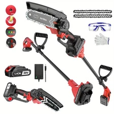 2-in-1 Red Cordless Pole Saw and Mini Chain Saw Hand-held Extendable Chain SawUS