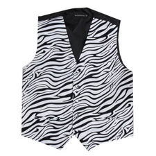 Men's Zebra Animal Print Tuxedo VEST ONLY Proms Fashion Waistcoat