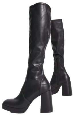 Schuh Della Second Skin Kniestiefel mit Absatz in Schwarz Größe 8 Neu im Karton
