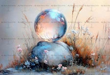 MAGICAL CRYSTAL BALL ART PRINT, Mystical Orb, Witch Poster Cottagecore E087