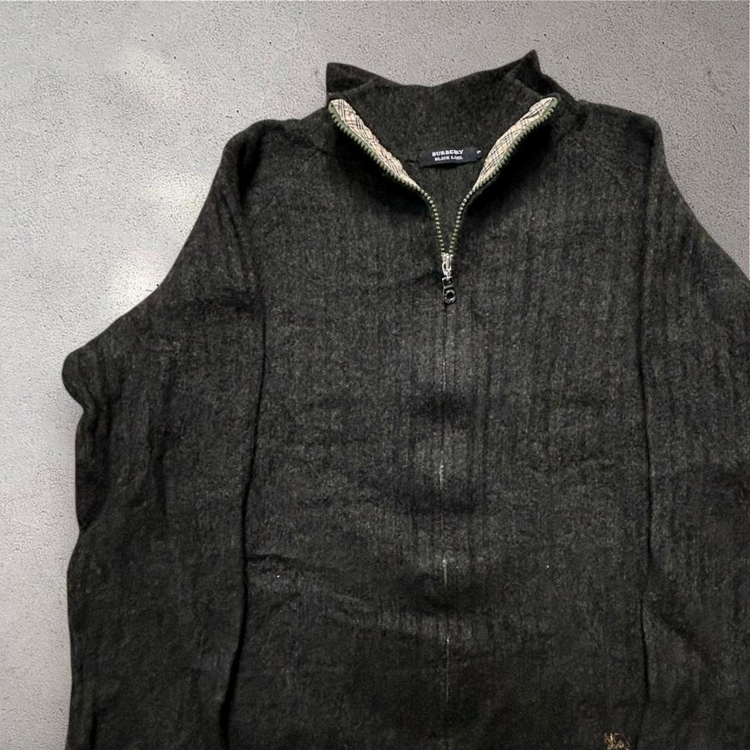 Burberry Black Label Knit Cardigan Full Zip L Dark Gray Wool/Nylon Blend