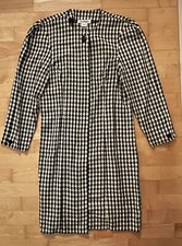 VTG Ann Taylor Jacket Dress Black White Houndstooth Long Sleeve Button 8