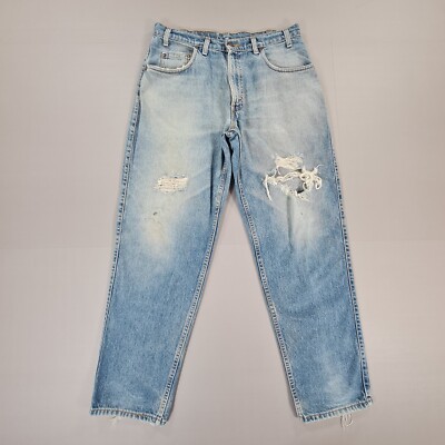 Vintage Levis 545 Mens Baggy Jeans Blue W34 L31 Loose 90s Distressed USA Made