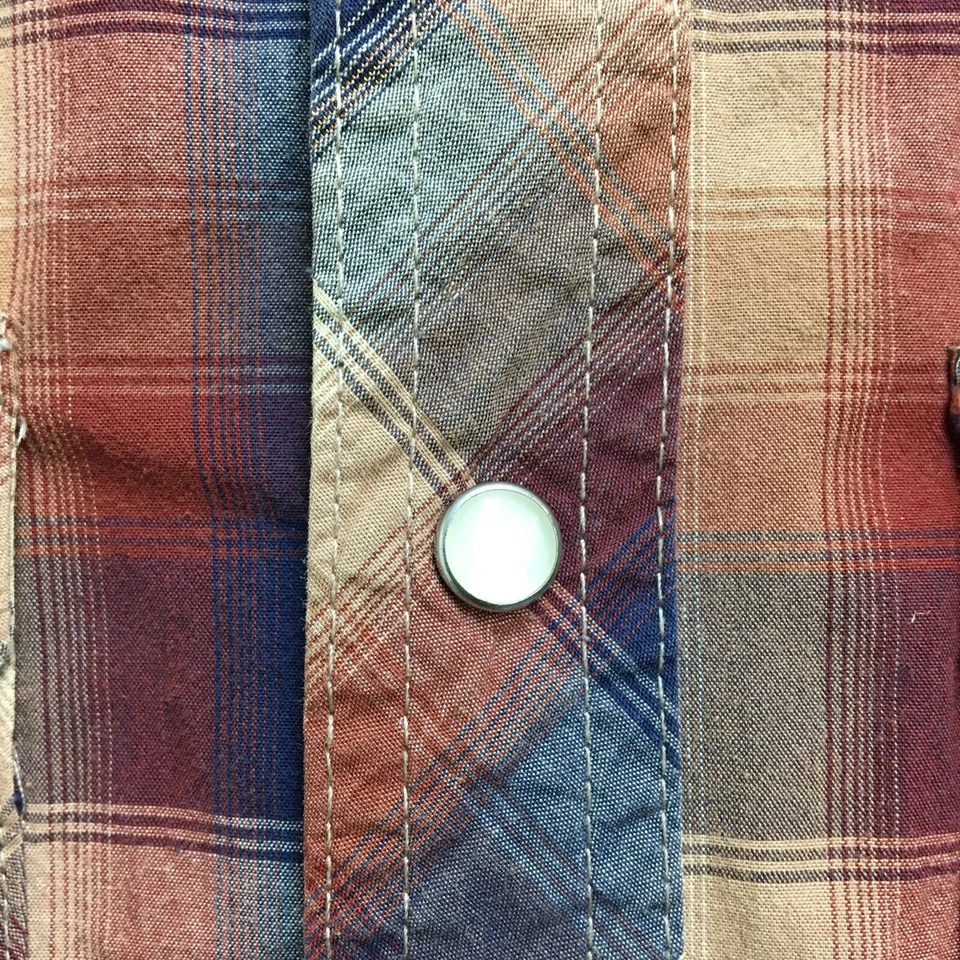 Рубашка на пуговицах Wrangler 2XL молодежная коричневая клетчатая жемчужная на кнопках вестерн ковбойская для мальчиков - Изображение 4 из 4