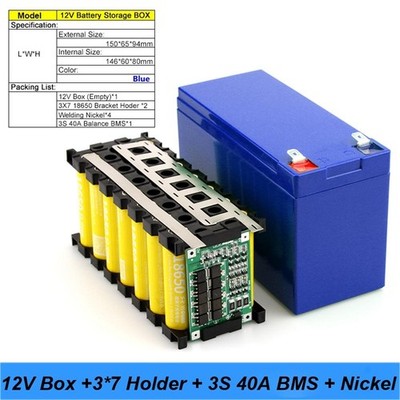 12V 3S 7P 40A Li-ion Battery Pack DIY Kits Case Holder for Power Wall AUK