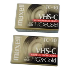 Lot of 2 Maxell HGX-Gold TC-30 VHS-C Camcorder Tapes 30 Min New