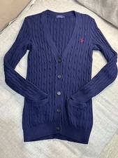 Polo Ralph Lauren Cable Knit Cardigan Men  s M Navy Blue 100 Cotton Button Front