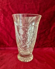 Vintage Crystal Vase Engraved Roses and Leaves Victorian Style Saint Louis