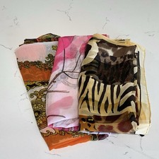 Fashion Scarves Lot Of Three 3 Oranges Animal Print And Pinks