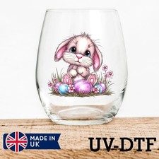 Floral Easter Bunny 8pcs UV DTF Stickers - Glass Laptop Tumbler Cup ls468