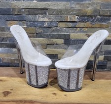 Gogo~Plateau High Heels Pleaser Mules~Extrem-Pole dance~Gr.38 US7 Flamingo-801G