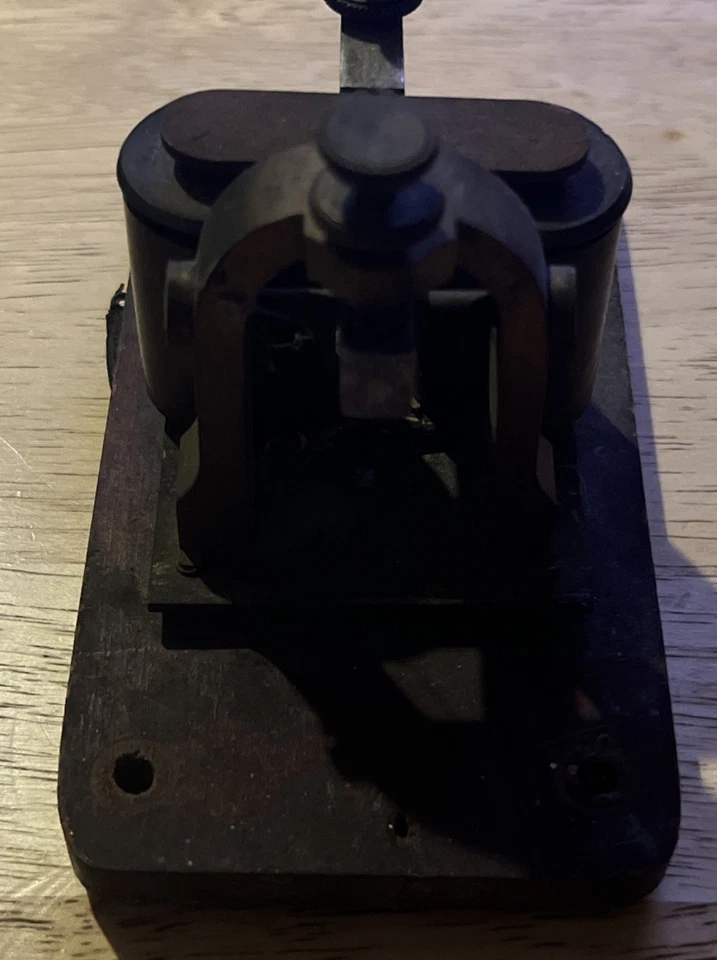 Antique J.H. Bunnell & Co New York Railroad Telegraph Key Sounder Wood Base - Image 3 of 4